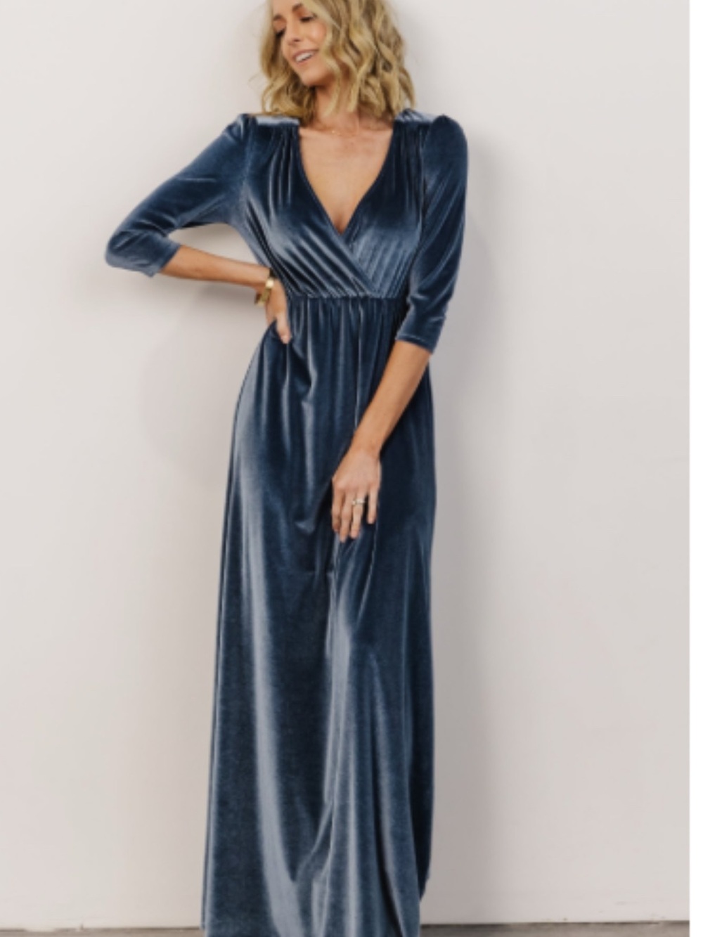Baltic Born Velvet Maxi Dress in Slate Blue